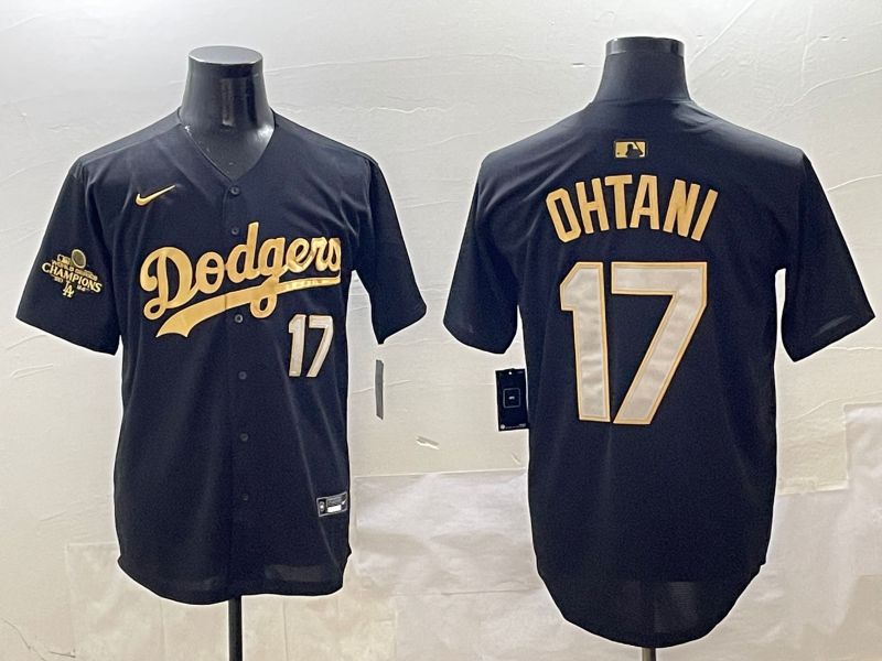 Men Los Angeles Dodgers 17 Ohtani Black Gold Nike 2025 MLB Jersey style 4246
